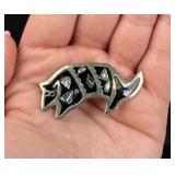 Alpaca Silver Abalone Armadillo Brooch