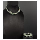 Natural Emerald Necklace and Bracelet Set