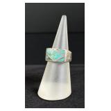 Zuni Sterling Silver Turquoise Inlaid Ring