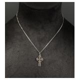 Sterling Silver Marcasite Cross Necklace
