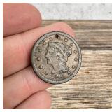 1845 Braided Hair Large Cent Coin