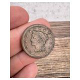 1852 Braided Hair Large Cent Coin