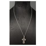 Sterling Silver Oxide Cross Necklace