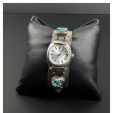 Norman Lee Navajo Sterling Watch Bracelet