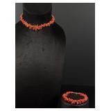Navajo Red Branch Coral Necklace and Braclet
