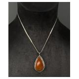 Delbert Chatter Silver Navajo Carnelian Necklace