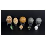 Collection of Carved Stone Spheres and Eggs