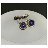 Sterling Silver Lapis Lazuli Button Cufflinks