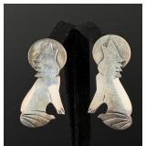 Sterling Silver Howling Wolf Earrings