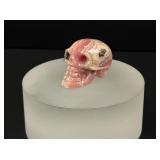 Rhodochrosite Skull Carving