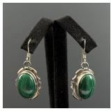 Navajo Sterling Silver Malachite Earrings