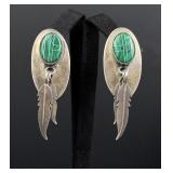 Navajo Sterling Silver Malachite Earrings