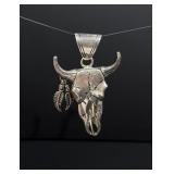 Sterling Silver Buffalo Skull Pendant