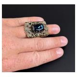 Costume Jewelry Blue Rhinestone Ring