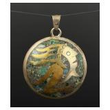 Taxco Mexico Sterling Crushed Turquoise Pendant