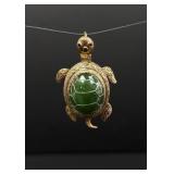 Sterling Silver Jade Turtle Pendant