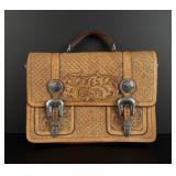 Cowboy Tooled Leather Messenger Bag Briefcase