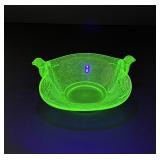 Fenton Uranium Glass Swan Bird Bowl