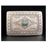 Navajo Nickel Silver Turquoise Coral Belt Buckle