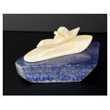 Alaskan Inuit Eskimo Carved Ivory Kayaker