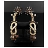 El Gato Silver Mounted Snake Cowboy Spurs