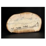 Alaskan Inuit Eskimo Scrimshaw Ivory Panel