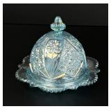 Lenox Imperial Ice Blue Glass Butter Dish