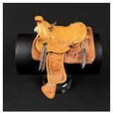 Salesman Sample Tooled Leather Cowboy Saddle