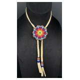 Blackfoot Native American Indian Beaded Bolo Tie