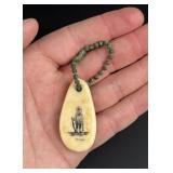Alaskan Inuit Eskimo Scrimshaw Ivory Keychain