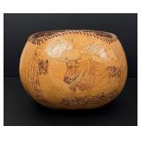 Native American Indian Carved Moose Gourd