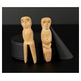 Rose Eutuk Alaskan Inuit Wood Carved Figures