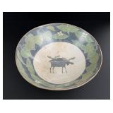 Melissa Leslie Green Moose Crossing Pottery Bowl