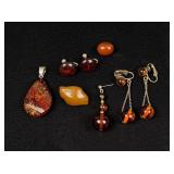Collection of Amber Sterling Silver Jewelry
