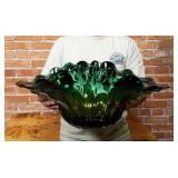 Large Murano Glass Ruffled Console Bowl