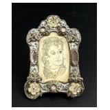 Whaler Made Scrimshaw Sailors Valentine Portrait