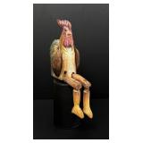 Folk Wood Rooster Shelf Sitter