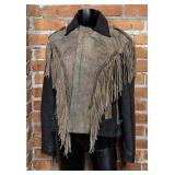 Vintage Leather Fringe Motorcycle Jacket