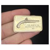 Lincoln Mint North US 1813 Pistol 1oz Silver Bar