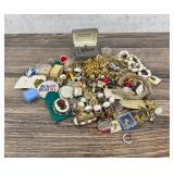 Collection of Costume Jewelry and Pin Buttons