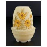 Fenton Daisies on Cameo Custard Fairy Lamp