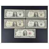 $1and $2 US Star Note Silver Certificate Bills