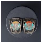 Navajo Sterling Silver Inlaid Watch Band Tips