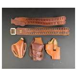 Group of Leather Gun Belts and Holsters