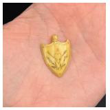 Whaler Made Scrimshaw Shield Pendant