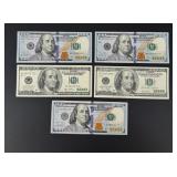 $500 Face Value $100 US Star Notes