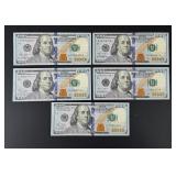 $500 Face Value $100 US Star Notes