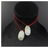Pair of Chinese Carved Jade Jadeite Necklaces
