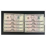 Collection of $5 US Star Note Bank Notes