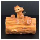 Brush McCoy Pottery Squirrel on a Log Cookie Jar